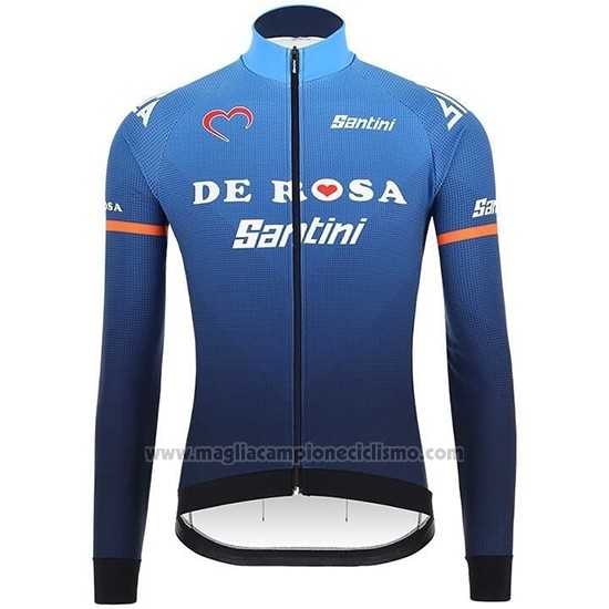 2019 Abbigliamento Ciclismo Casteli De Rosa Blu Manica Lunga e Salopette